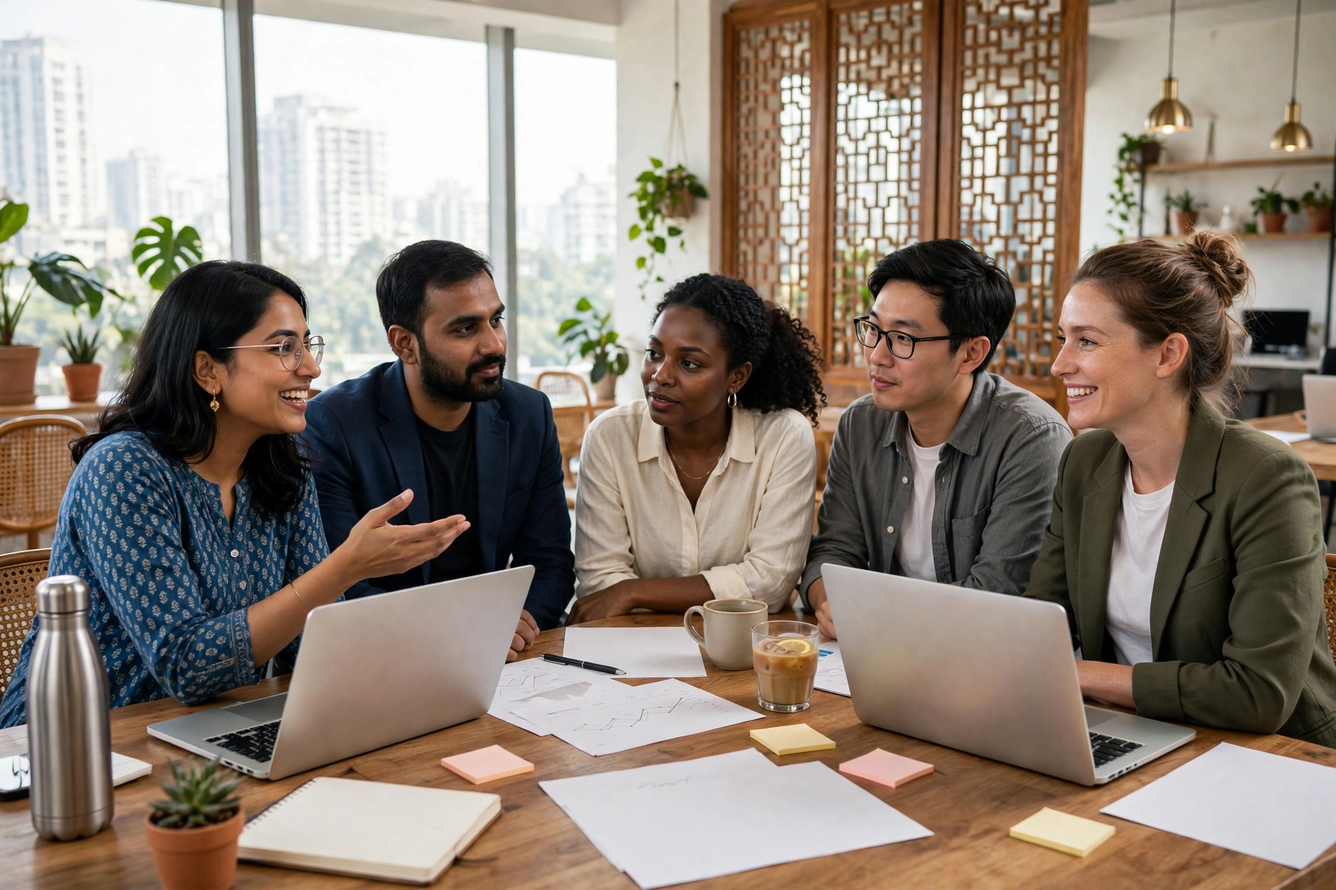 Startup team discussing equity