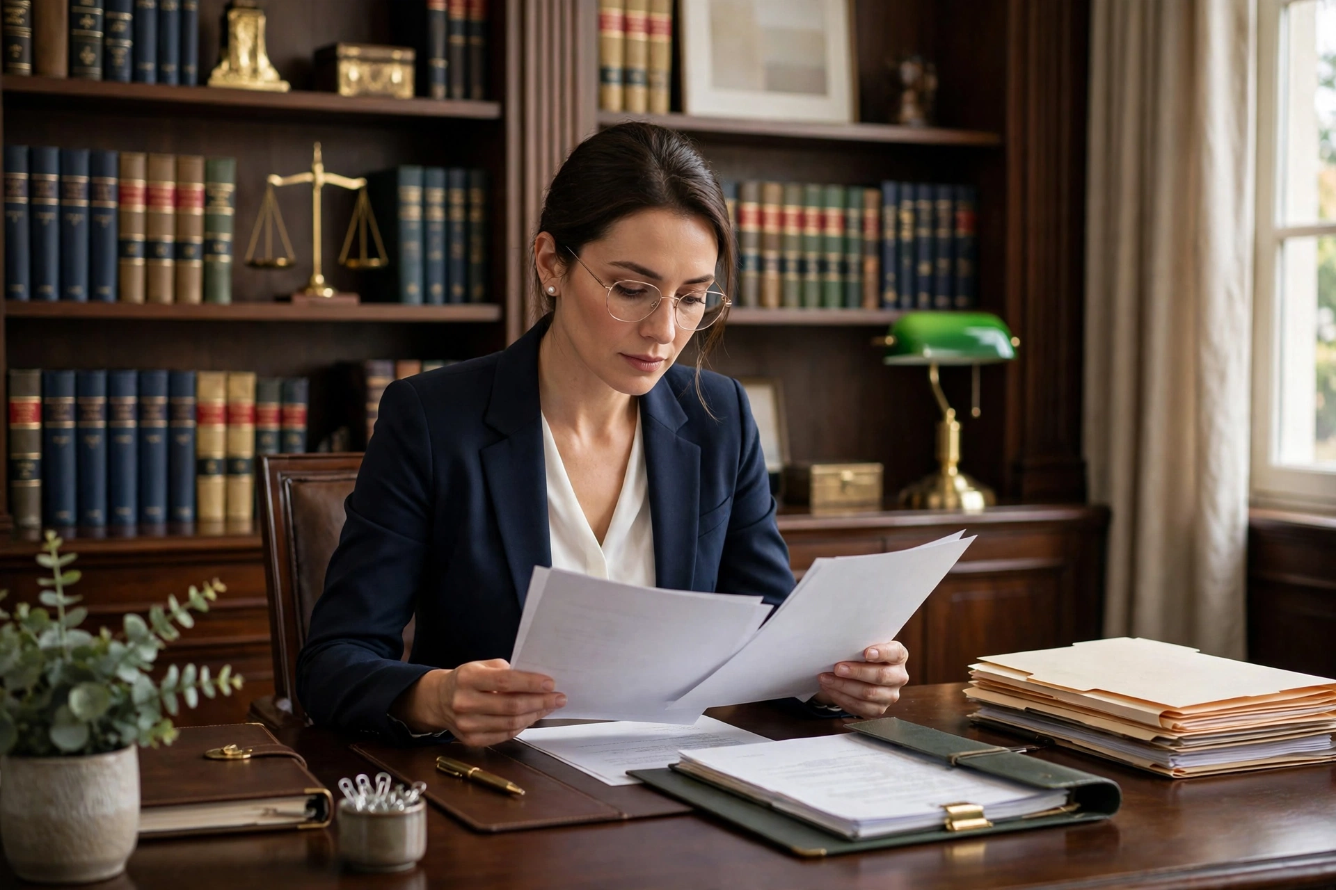 Company secretary reviewing compliance documents