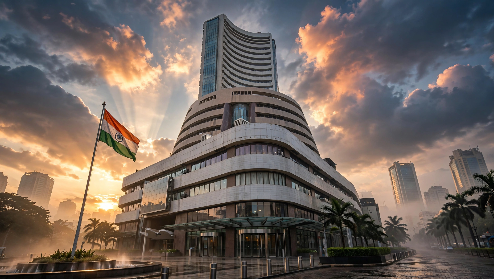BSE building Mumbai at sunrise