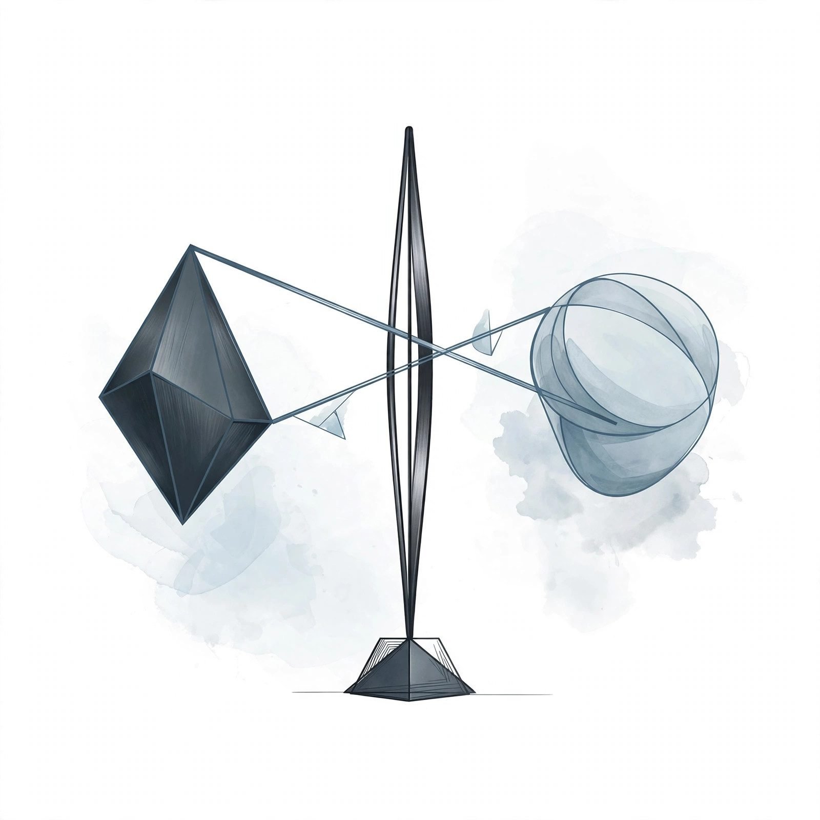 A balanced sculpture in perfect equilibrium — editorial illustration